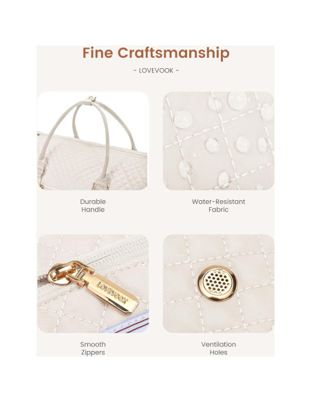 Bolsa de Ropa LOVEVOOK 53L para Mujeres Beige 2 en 1