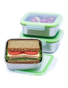Juego de 3 Contenedores de Sándwich Acero Inoxidable SnapMate