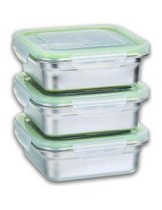 Juego de 3 Contenedores de Sándwich Acero Inoxidable SnapMate 2