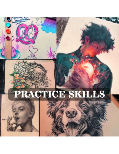 Piel Falsa de Tatuaje Romlon 6 Pcs 3MM Doble Cara 19x14.3 cm