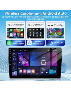 Estéreo de Coche Motorsi Doble Din 9" Bluetooth GPS CarPlay 2