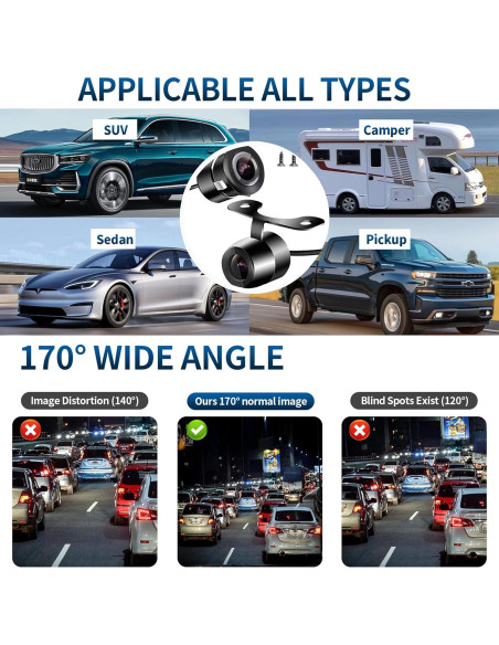 Cámara de Respaldo X HD 170 Impermeable IP68 Visión Nocturna