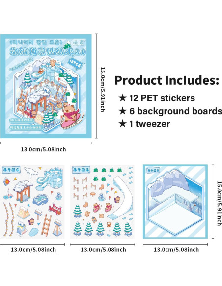 Pegatinas 3D DIY Genérico - 6 Conjuntos Animales Reutilizables