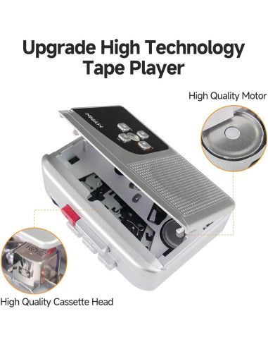 Grabadora de Cinta Estéreo Portátil MYPIN, Convierte a MP3