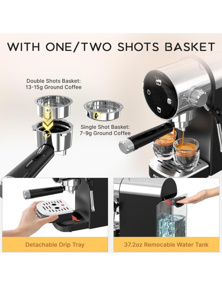 Máquina de Espresso AYCHIRO US-GK-1511-N01 20 Bar con Espumador