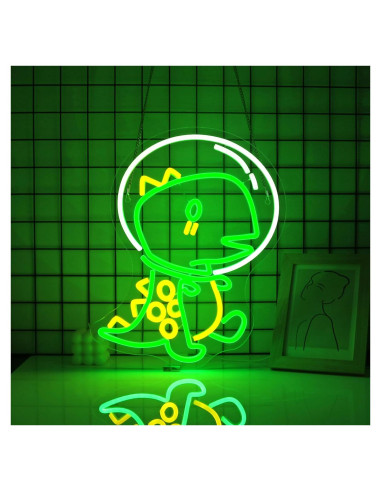 Luz de Neón LED Dinosaurio JGHTURIE 40x32cm Verde USB