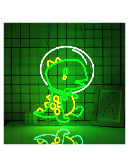 Luz de Neón LED Dinosaurio JGHTURIE 40x32cm Verde USB Luz de Neón LED Dinosaurio JGHTURIE 40x32cm Verde USB
