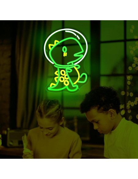 Luz de Neón LED Dinosaurio JGHTURIE 40x32cm Verde USB Luz de Neón LED Dinosaurio JGHTURIE 40x32cm Verde USB