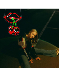 Letrero de Neón LED Labios de Cereza JGHTURIE 35.88x15cm 2