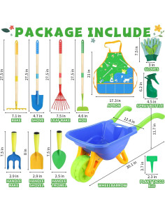 Set de Jardinería para Niños Magic4U 11 Piezas con Carretilla 2