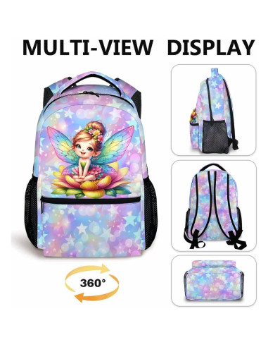 Mochila Escolar para Niñas Hadas 30.5x13.7x43.2 cm