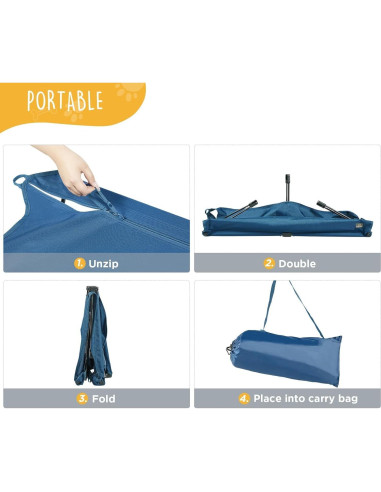 Cama Elevada Plegable para Perros Grande Canine Canyon Azul