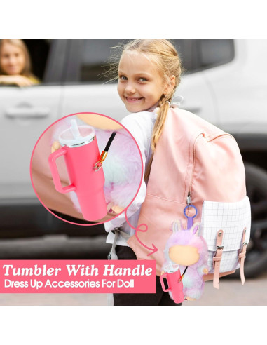 Llaveros en forma de taza rosa TIFFYONEK para muñecas