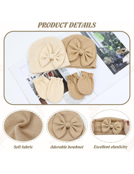 Conjunto de Sombreros Turbante y Manoplas para Bebés Cinaci
