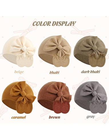 Conjunto de Sombreros Turbante y Manoplas para Bebés Cinaci