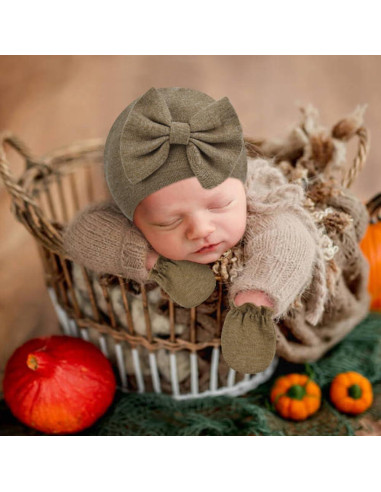 Conjunto de Sombreros Turbante y Manoplas para Bebés Cinaci