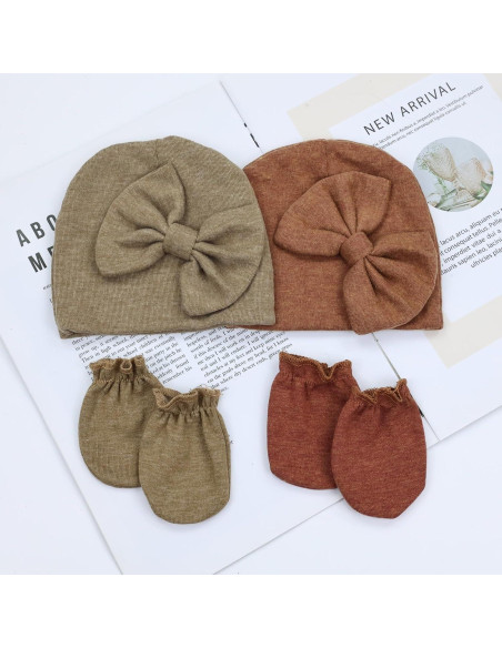 Conjunto de Sombreros Turbante y Manoplas para Bebés Cinaci