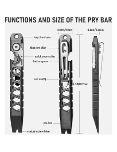 Barra de palanca EDC TISUR de titanio, 11.1 cm, herramienta multitool 2