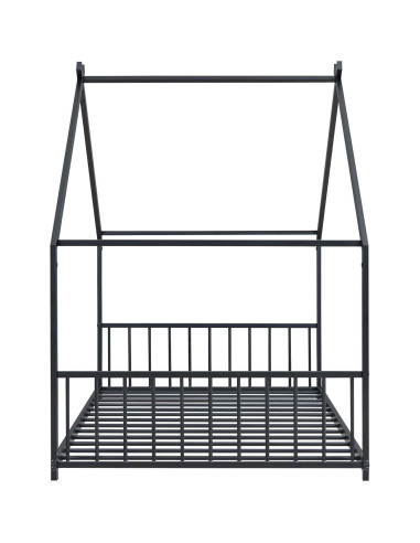 Cama Montessori Twin Zentrava Negra con Techo de Metal