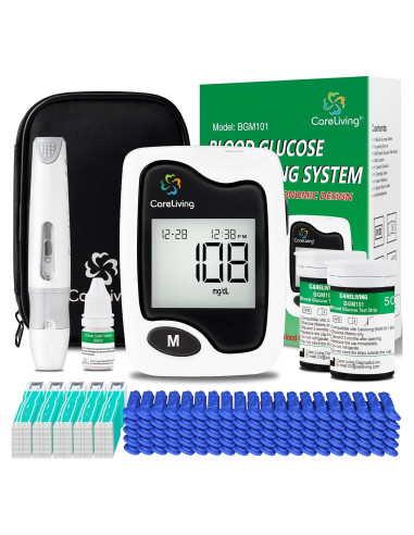 Kit de Monitor de Glucosa Careliving BGM101 - 100 Tiras y Lancetas