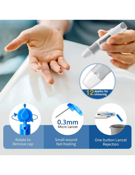 Kit de Monitor de Glucosa Careliving BGM101 - 100 Tiras y Lancetas