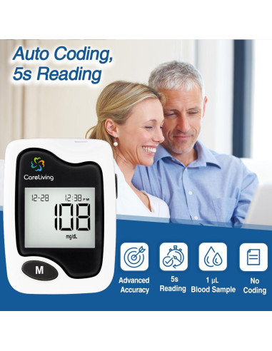 Kit de Monitor de Glucosa Careliving BGM101 - 100 Tiras y Lancetas