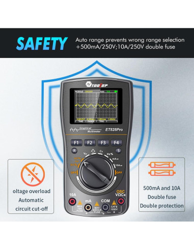 Osciloscopio Digital de Mano TOOLTOP ET828Pro 10MHz 50Msps