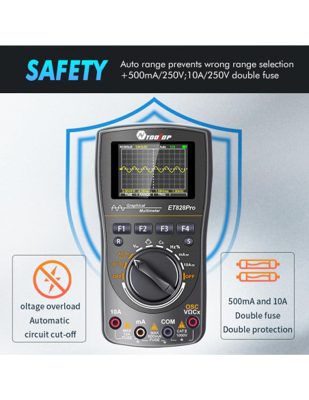 Osciloscopio Digital de Mano TOOLTOP ET828Pro 10MHz 50Msps