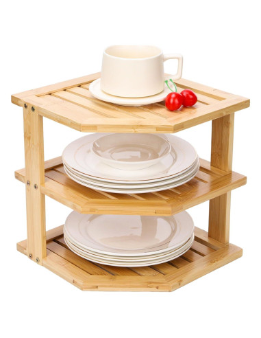 Organizador de Esquina de Bambú ZHESONOM 3 Niveles 24.89cm