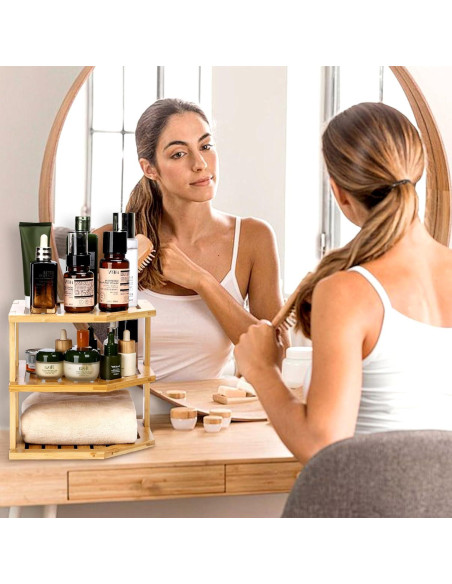 Organizador de Esquina de Bambú ZHESONOM 3 Niveles 24.89cm