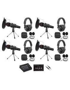Kit de Grabación de Podcast Rockville LINE8 USB para 4 Personas