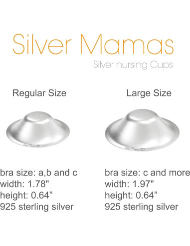 Copas de Lactancia Silver Mamas 925 para Alivio de Pezones - Grande