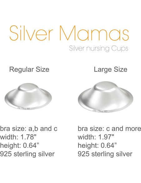 Copas de Lactancia Silver Mamas 925 para Alivio de Pezones - Grande