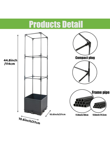 Sunnyglade Plantador Elevado con Trellis 2 Pcs 111.76 cm