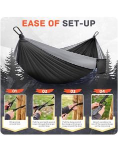 Hamaca de Camping Travelbaic Negra 299 kg Resistente y Ligera 2