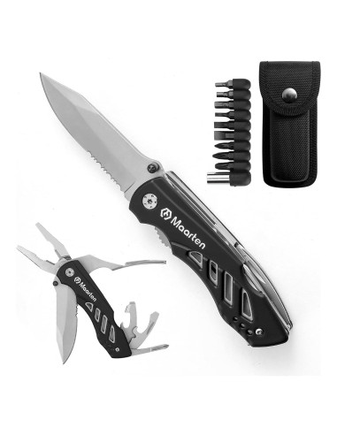 Cuchillo de bolsillo multitool Maarten 12 en 1 con funda