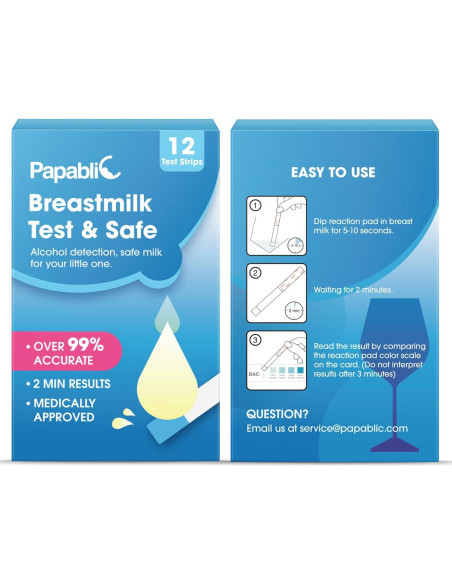 Tiras de Prueba de Alcohol Papablic para Leche Materna - 12 Piezas