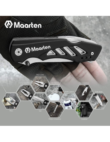 Cuchillo de bolsillo multitool Maarten 12 en 1 con funda