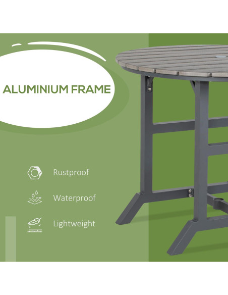 Mesa de Comedor Exterior Outsunny 4 Personas Aluminio HDPE