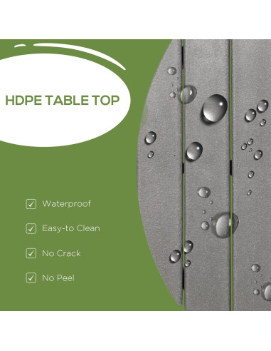 Mesa de Comedor Exterior Outsunny 4 Personas Aluminio HDPE