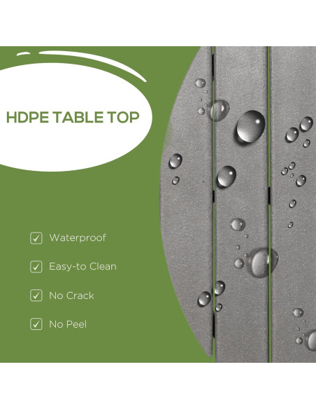 Mesa de Comedor Exterior Outsunny 4 Personas Aluminio HDPE