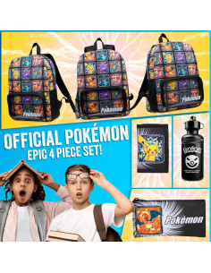 Conjunto de Mochilas Pokemon 4 Pcs para Niños - Mochila, Estuche, Botella y Bolsa 2