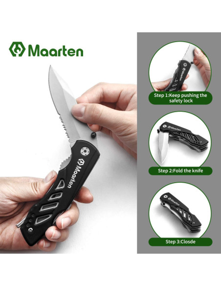 Cuchillo de bolsillo multitool Maarten 12 en 1 con funda