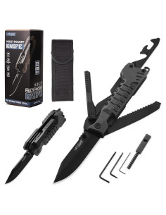 Cuchillo Multiusos 22 en 1 LETGOS con Funda de Nailon Negro