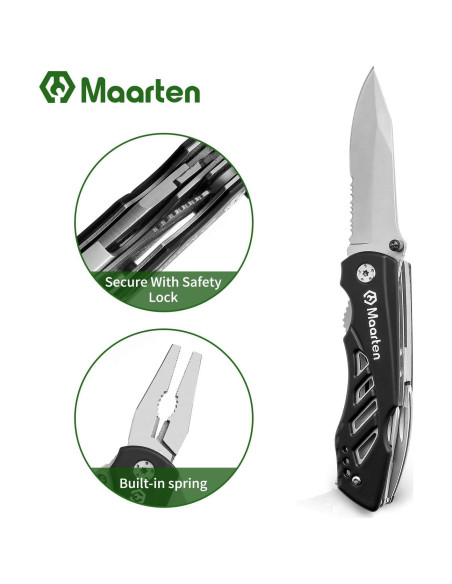 Cuchillo de bolsillo multitool Maarten 12 en 1 con funda