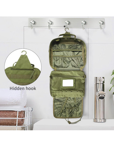 Bolsa de Aseo Táctica SUNRISING Verde Militar - Organizador de Viaje