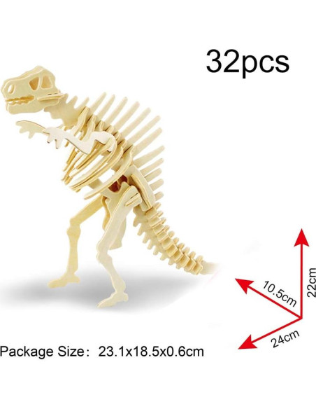 Rompecabezas 3D de Madera Georgie Porgy - 6 Dinosaurios