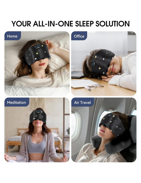 MUSICOZY Máscara de Sueño Bluetooth de Seda Morera con Sonido HD