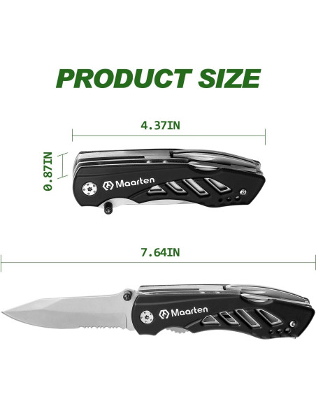Cuchillo de bolsillo multitool Maarten 12 en 1 con funda