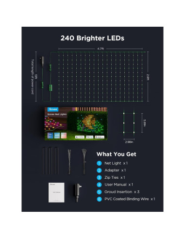 Luces de Red Govee para Exterior 0.86x1.43m RGBIC IP65